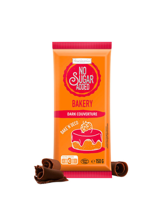 Frankonia no added sugar dark cooking chocolate in orange packaging of 150g