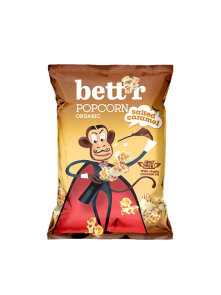 Bett'r organic salted caramel popcorn in a packaging of 60g