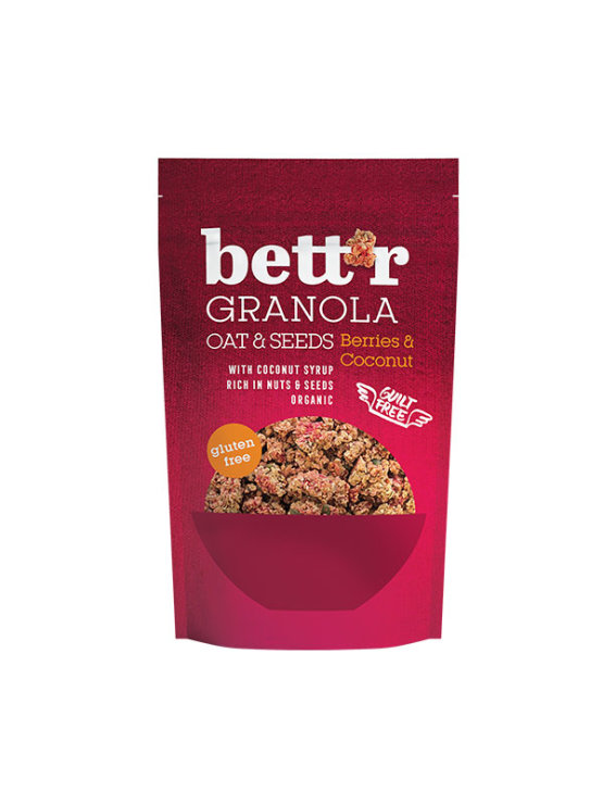 Bett'r organic berry & coconut granola in a packaging of 300g