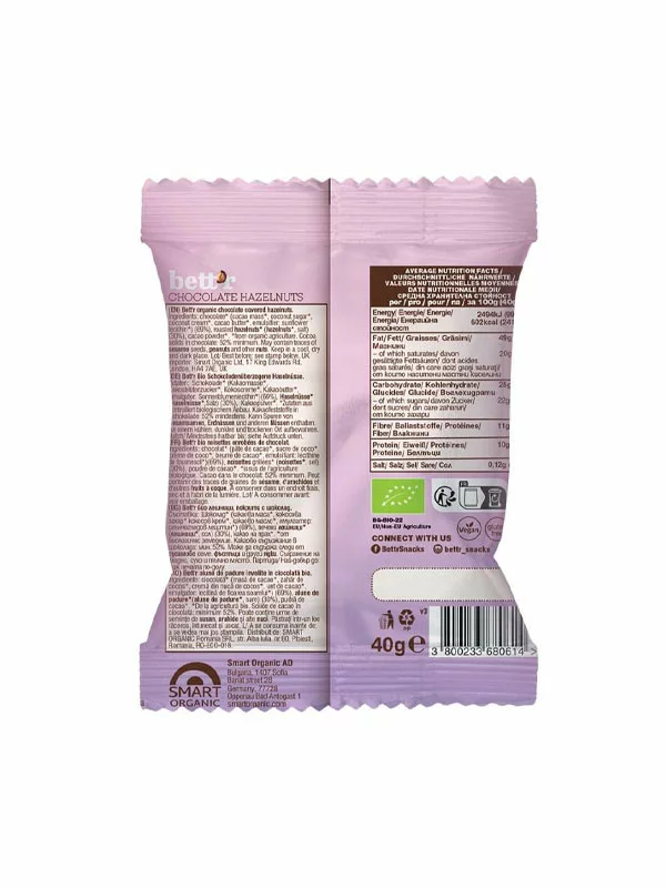 Chocolate Covered Hazelnuts - Organic 40g Bett'r