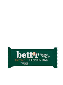 Bett'r organic hazelnut & tahini bar in a packaging of 30g