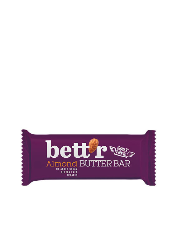 Bett'r organic almond and tahini bar in a packaging of 30g