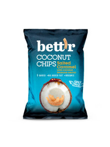 Bett'r organic coconut chips with salted caramel in a packaging of 40g