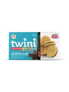Twini sugar-free vanilla sandwich cookies with cocoa filling in a cardboard packaging of 176g