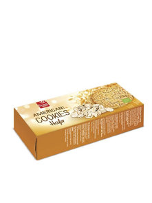 Linea Natura organic American style oat cookies in brown cardboard packaging of 175g