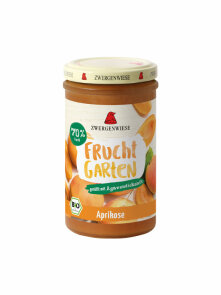 Zwergenwiese organic and gluten free apricot jam in a glass jar of 225g