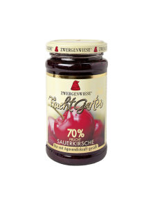 Zwergenwiese organic and gluten free sour cherry jam in a glass packaging of 225g