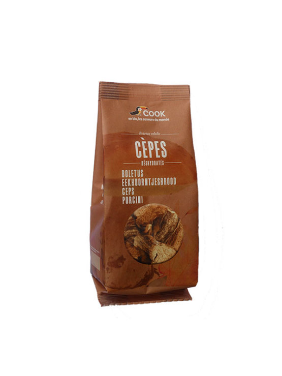 Cook organic dried porcini mushrooms in a dark packaging of 20g