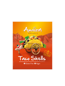 Amaizin organic and gluten free taco shells in a cardboard packaging of 12