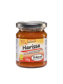 Erhardt organic harissa sauce in a glass jar of 125g