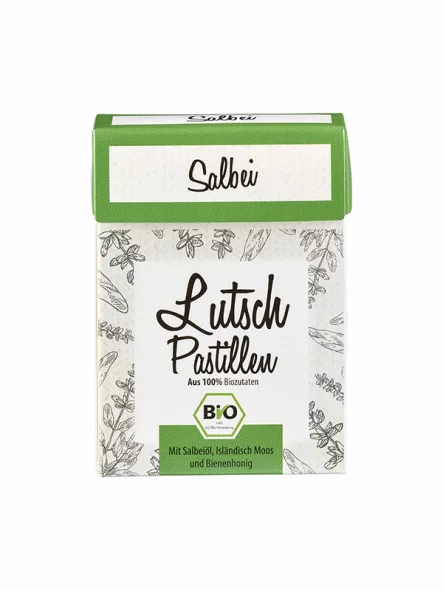Aries organic sage pastilles in a cardboard packaging of 30g