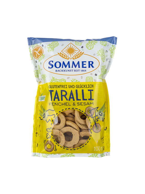 Sommer organic fennel and sesame Taralli biscuits in a bag of 100g
