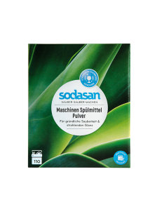 Sodasan dishwasher powder in a green cardboard packaging of 1,65kg