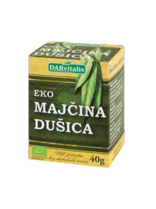Darvitalis organic thyme tea in a green cardboard packaging of 40g
