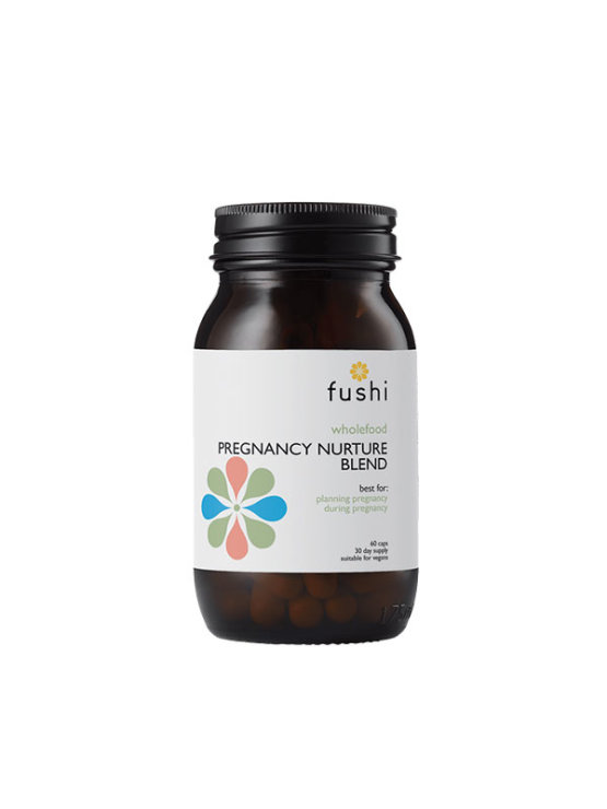 Fushi organic All In One Pregnancy Complex in a glass bottle of 90 capsules