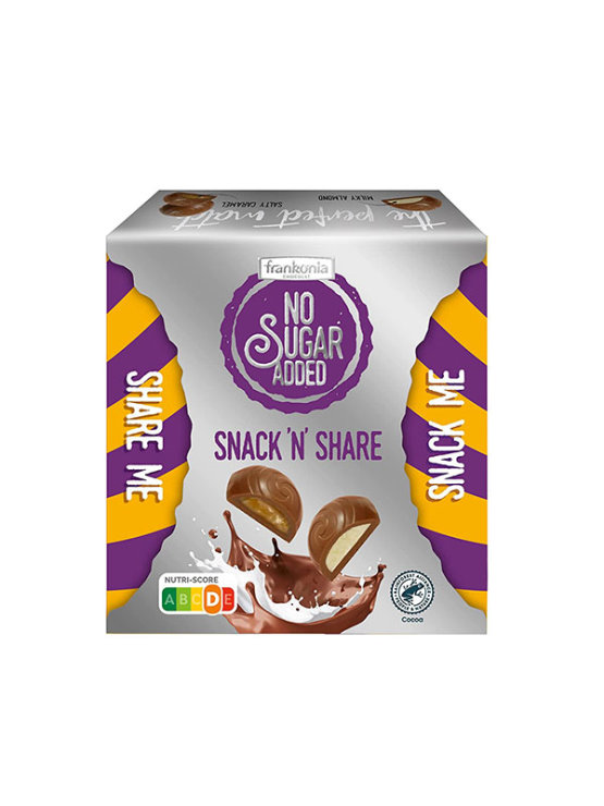 Frankonia Snack "N" Share pralines with no sugar added in a square box of 120g