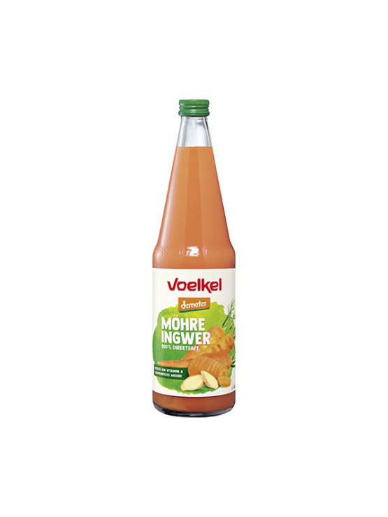 Voelkel organic carrot and ginger juice in a glass bottle of 0,7L. 100% pure.