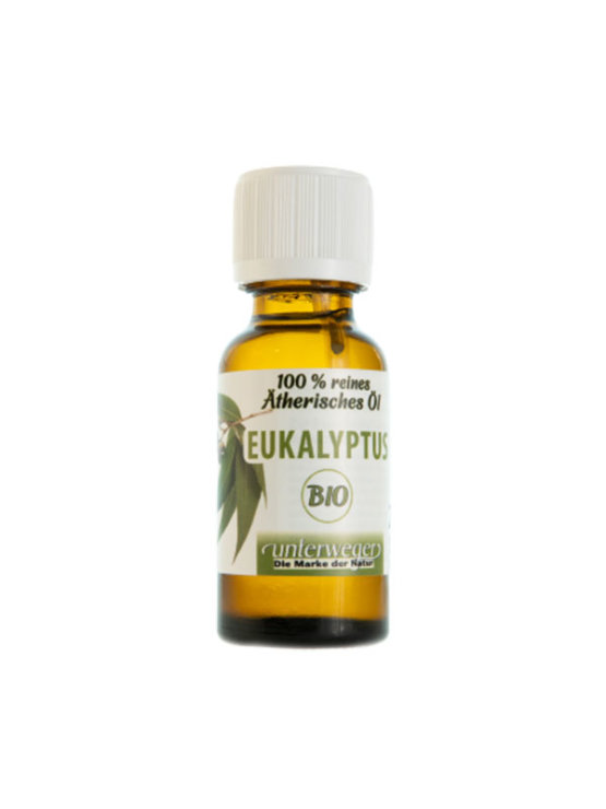 Unterweger organic eucalyptus essential oil in a glass bottle of 20ml