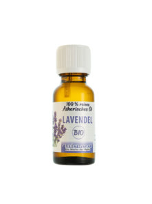Unterweger organic lavender essential oil in a dark glass bottle of 20ml
