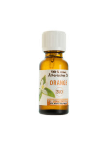 Unterweger organic orange essential oil in a dark glass bottle of 20ml
