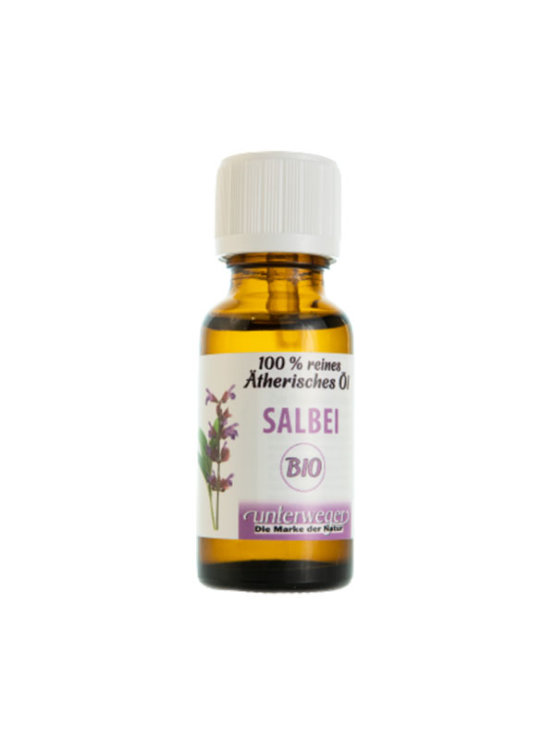 Unterweger organic sage essential oil in a glass bottle of 20ml