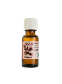 Unterweger organic clove essential oil in a glass packaging of 20ml