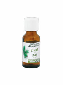 Unterweger organic Swiss pine essential oil in a dark glass bottle of 20ml