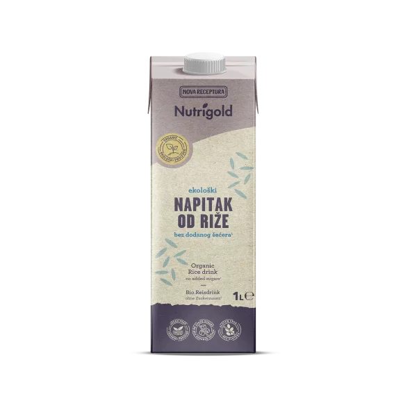 Nutrigold rice frink with no added sugar in a tetrapak packaging of 1000ml