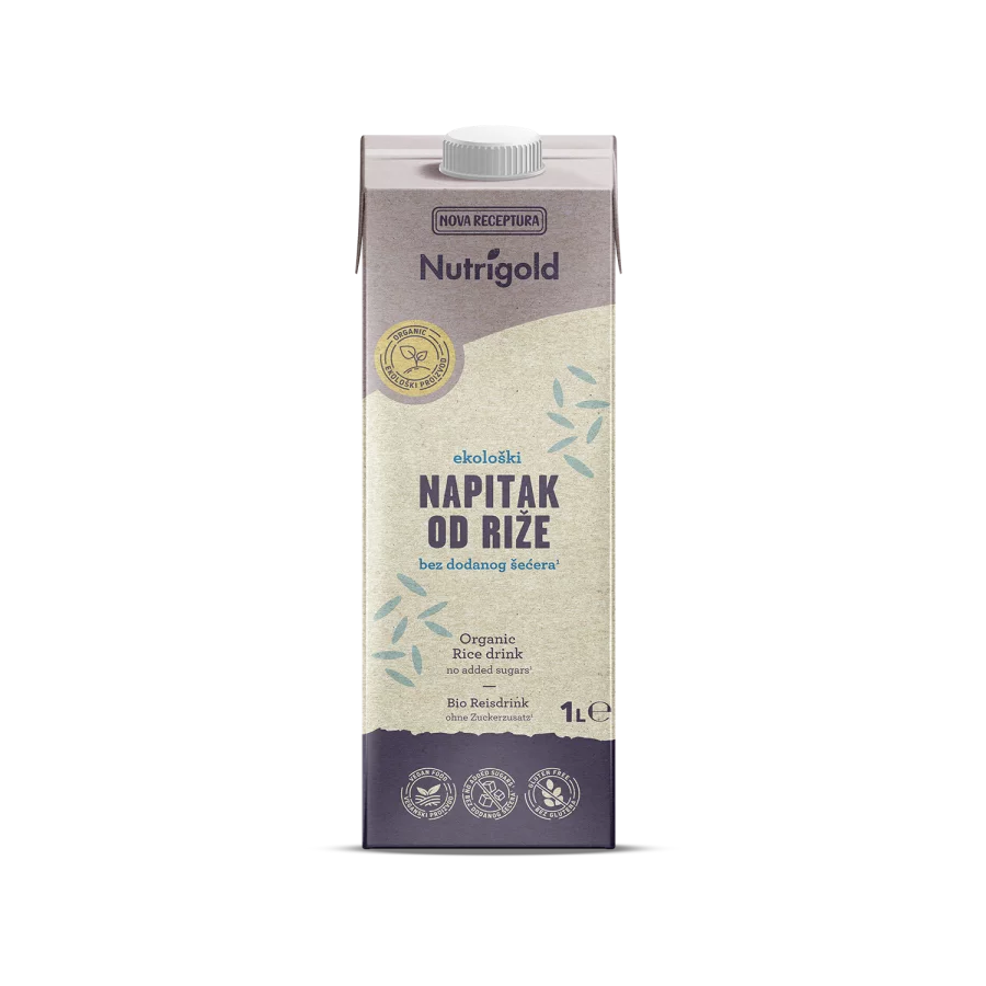 Nutrigold rice frink with no added sugar in a tetrapak packaging of 1000ml