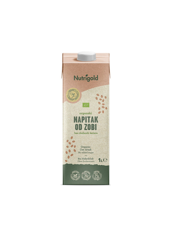 Nutrigold organic oat drink with no added sugar in a tetrapak packaging of 1000ml