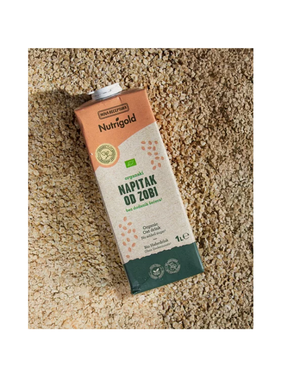 Nutrigold organic oat drink with no added sugar in a tetrapak packaging of 1000ml