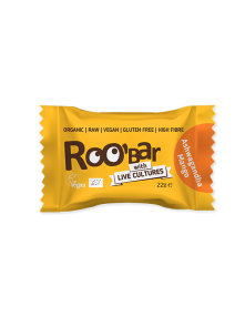 Roobar organic probiotic energy ball with ashwagandha and mango in a packaging of 22g