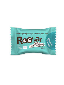 Roobar organic probiotic energy ball with coconut and guarana in a packaging of 22g