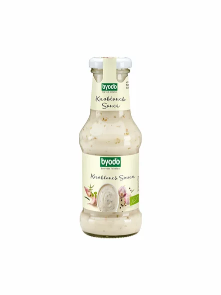 Byodo organic garlic sauce in a glass bottle of 250g