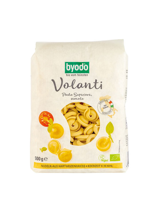 Byodo organic durum wheat volanti pasta in a packaging of 500g