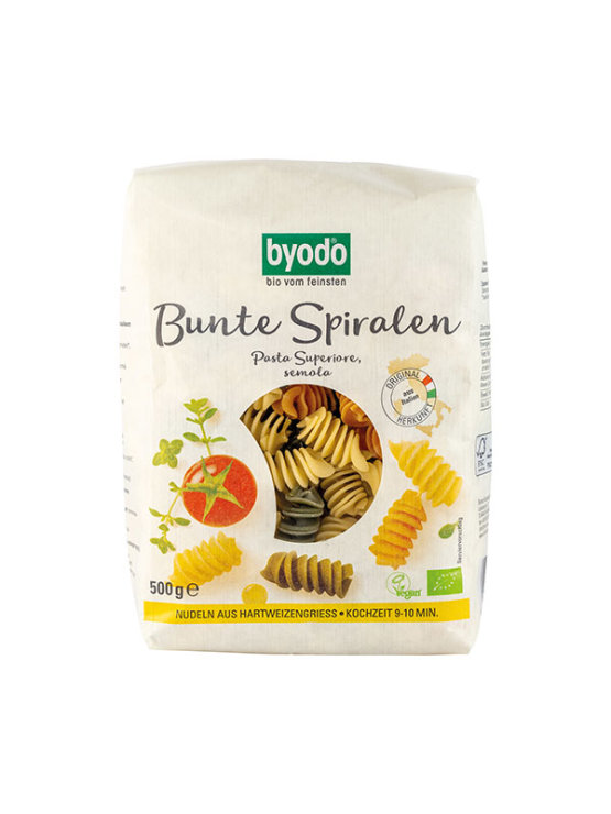 Byodo organic durum wheat vegetable fusilli pasta in a packaging of 500g