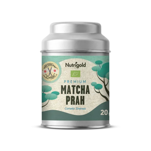 Nutrigold organic premium ceromnial matcha tea in a tin of 20g