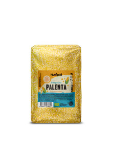 Nutrigold organic whole grain polenta in a transparent packaging of 500g