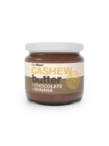 GymBeam cashew butter with chocolate and banana in a glass jar of 340g