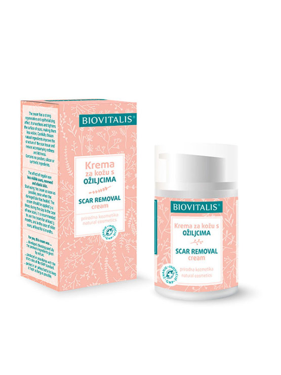 Biovitalis scar removal cream in a pink packaging of 35ml