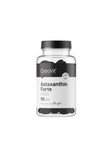 Ostrovit Astaxanthin FORTE in a transparent plastic packaging containing 90 capsules