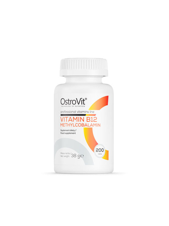 Ostrovit Vitamin B12 Methylcobalamin in white plastic packaging containing 200 tablets