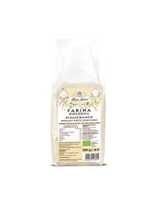 Pasta Natura organic gluten-free white corn flour in a transparent packaging of 500g