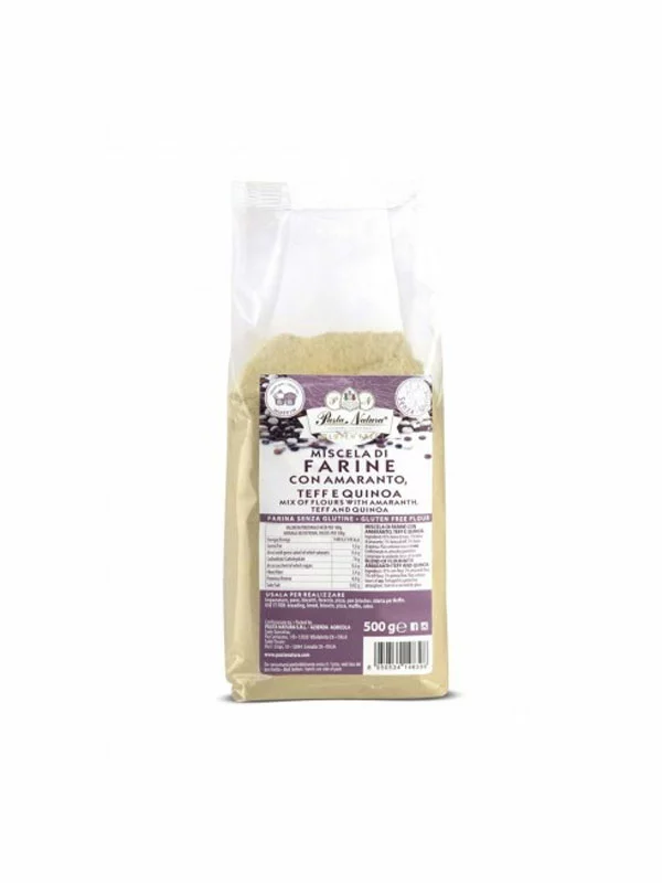 Pasta Natura gluten-free teff, amaranth & quinoa flour in a transparent packaging of 500g