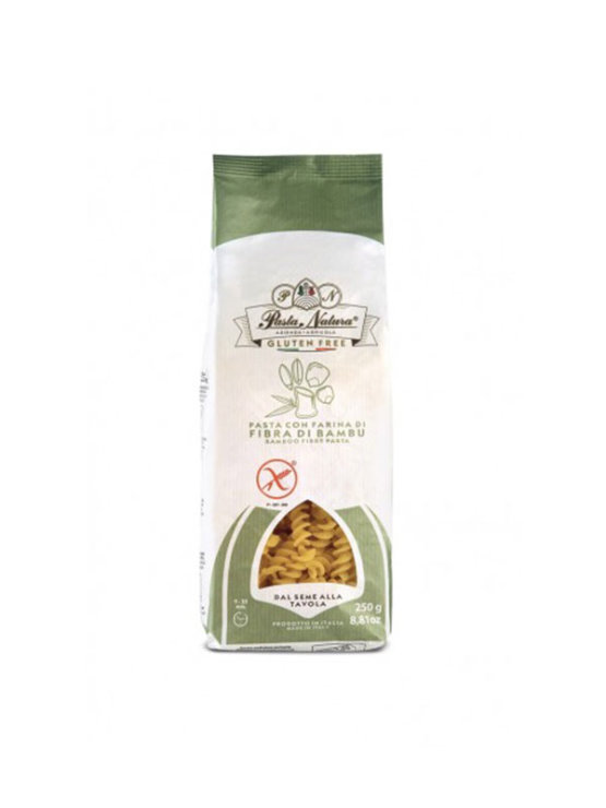 Pasta Natura gluten free fusilli pasta with bamboo fiber flour in a packaging of 250g
