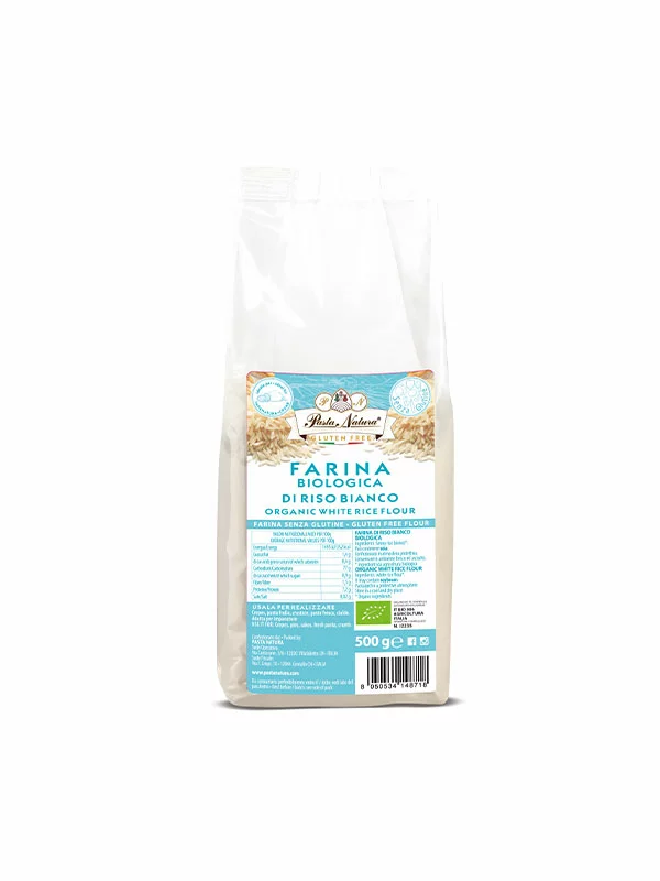 Pasta Natura organic and gluten free rice flour in a transparent packaging of 500g