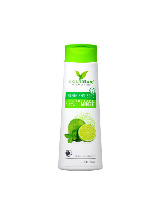 Cosnature organic shower gel lime and mint in a plastic packaging of 250ml