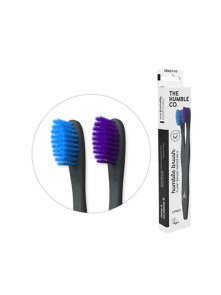 Humble Brush plant based soft toothbrush in a cardboard packaging containing 2 toothbrushes