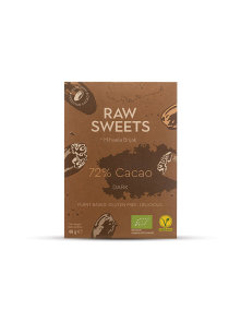Raw Sweets by MIhaela organic raw dark chocolate with 72% cocoa content in a packaging of 48g