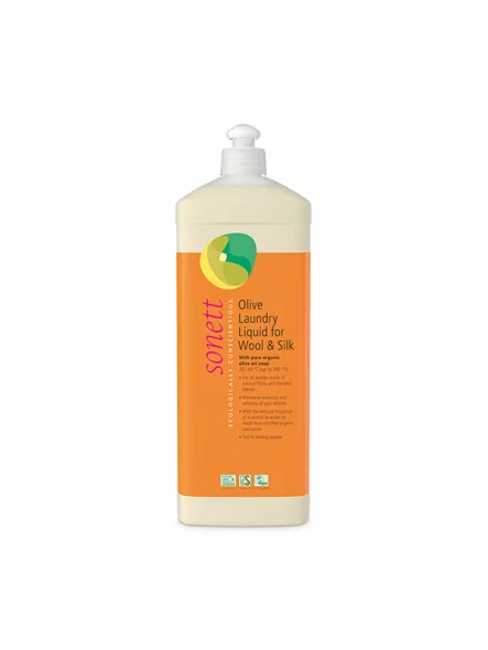 Sonett laundry liquid for wool and silk enriched with olive scent in a bottle of 1l